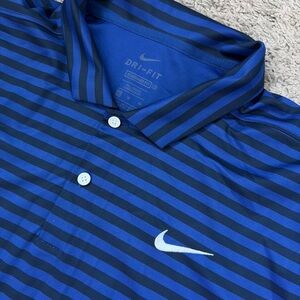 Nike Men’s XL Stripe Black/Blue Polo Dri-Fit Shirt
